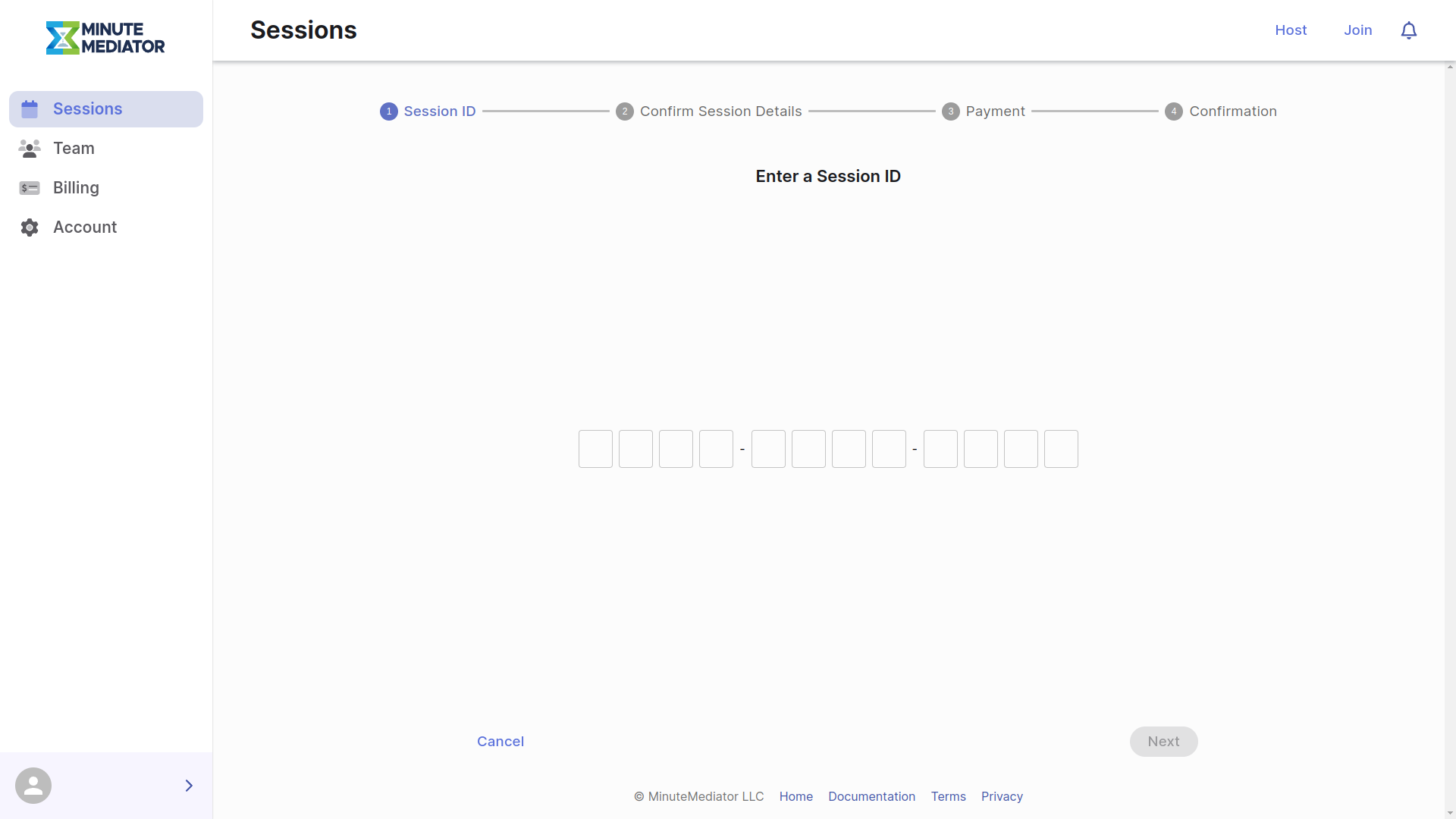 Session Join Enter ID Page